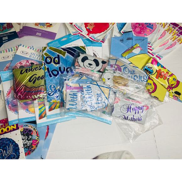 Big Lot of 55 Mylar Balloons Assorted Themes Disney Boy Girl Get Well Mickey NOS - Picture 10 of 11